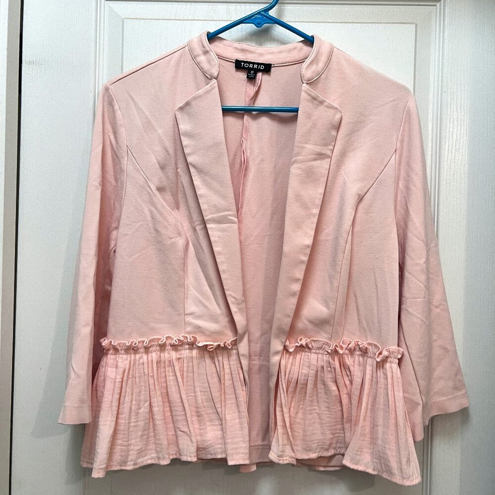 Torrid Pink Ruffle Blazer - Size 0 aka L